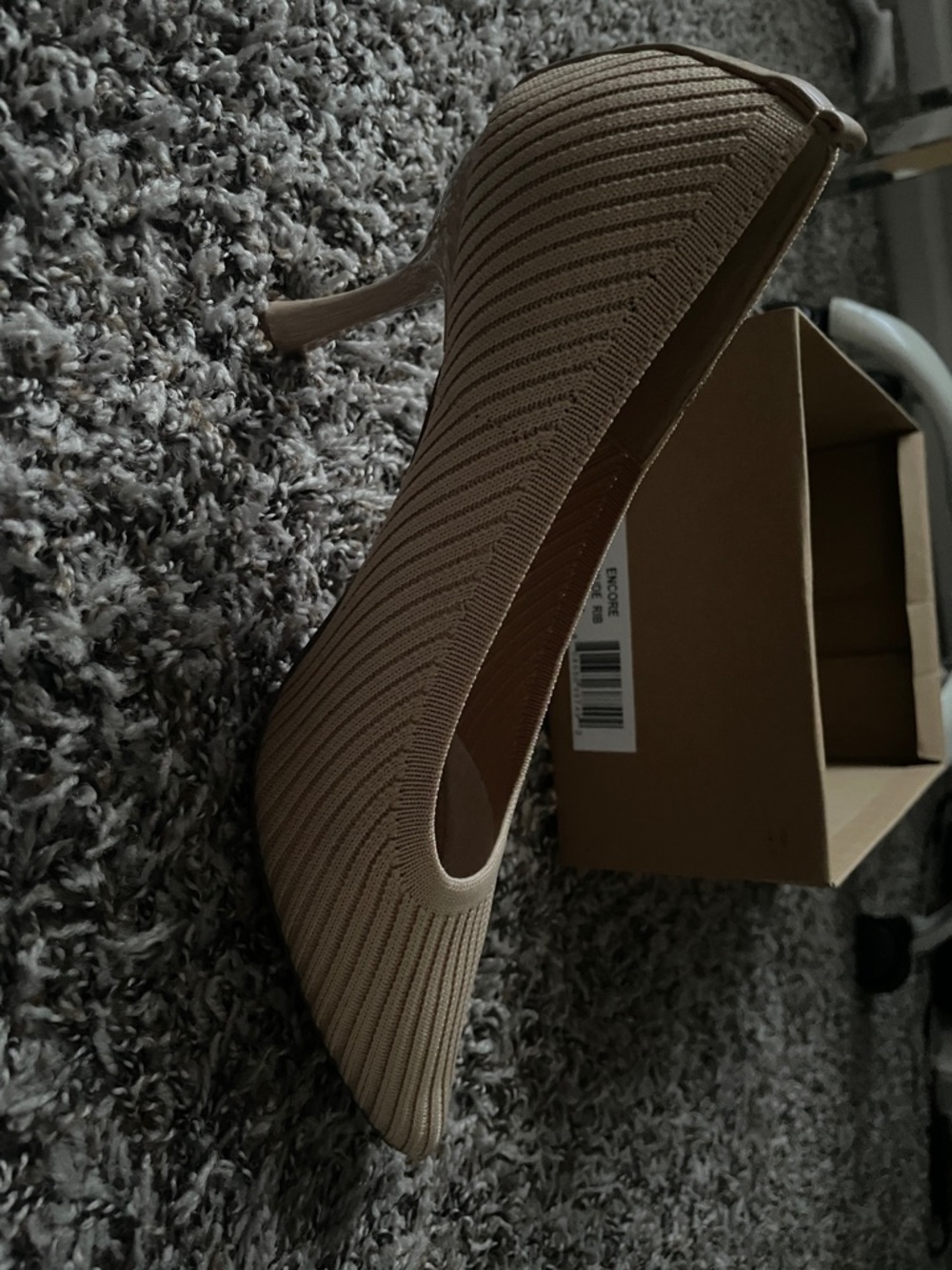 CUSHIONAIRE Women's Beige Pointed Knit Heels - Picture 2 of 6